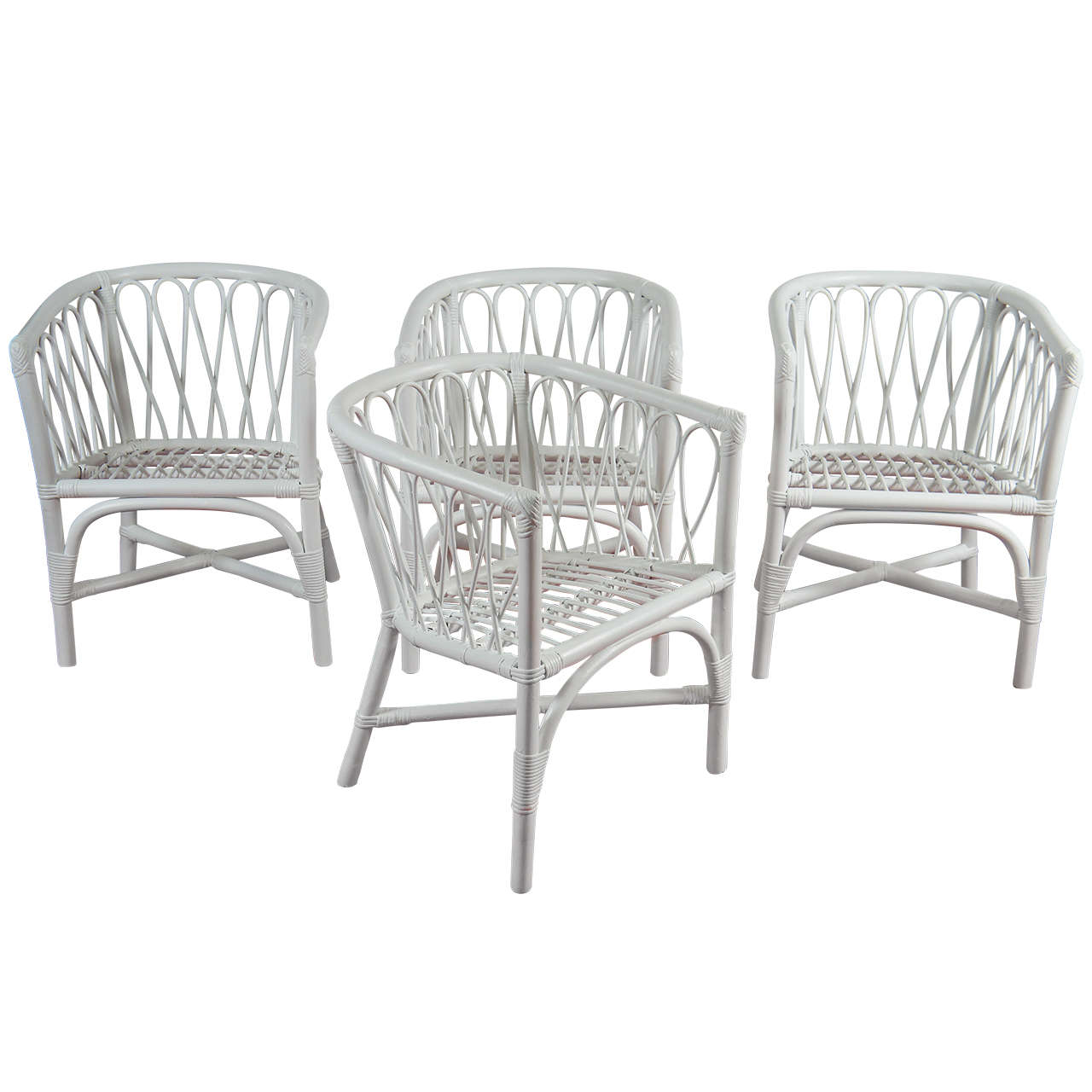 Set of 4 Bentwood and Rattan Dining Chairs For Sale at 1stdibs