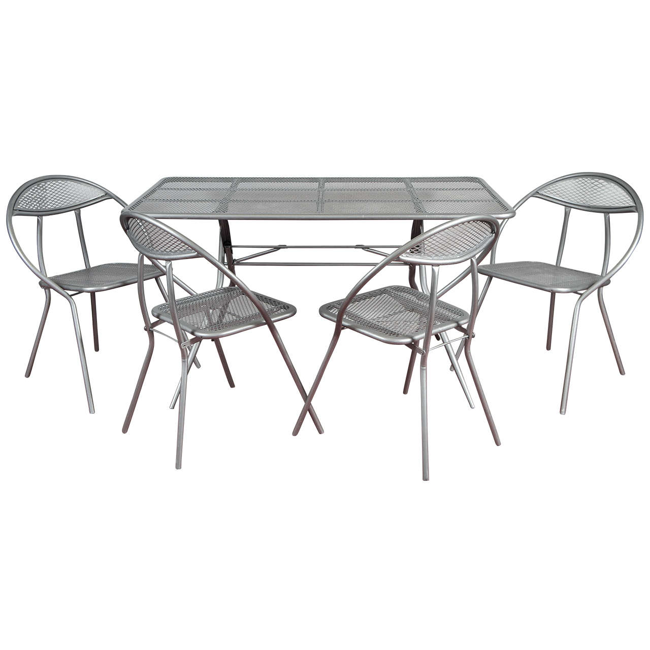 Salterini Steel Outdoor or Patio Dining Set with Four Chairs at 1stDibs