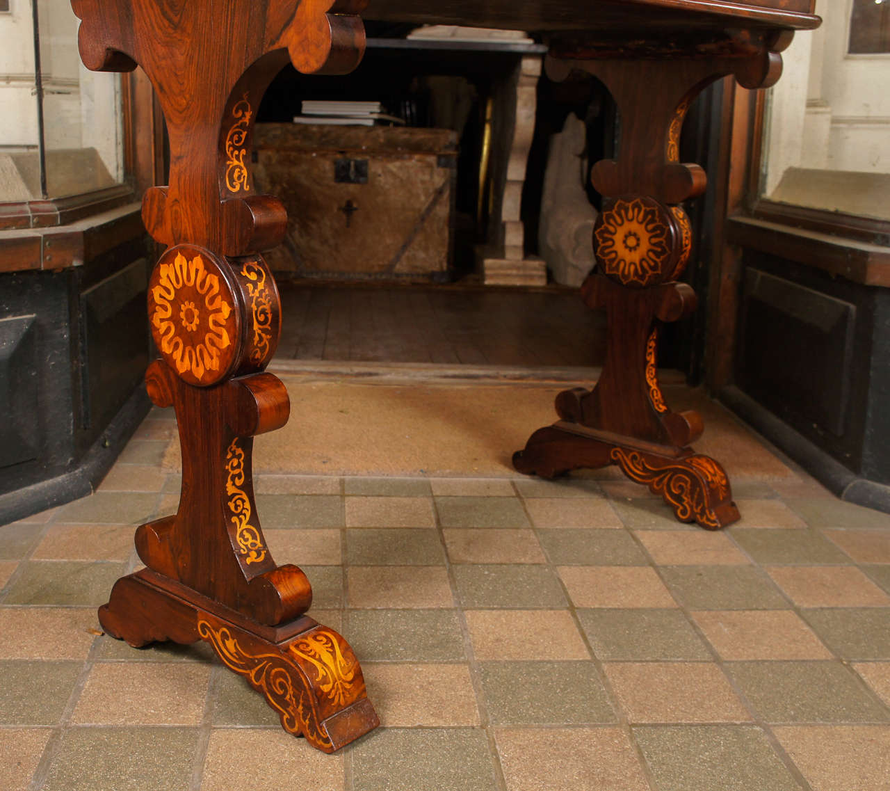 A 19th French Charles X Rosewood and Fruit Wood Marquetry Small Writing Table 4