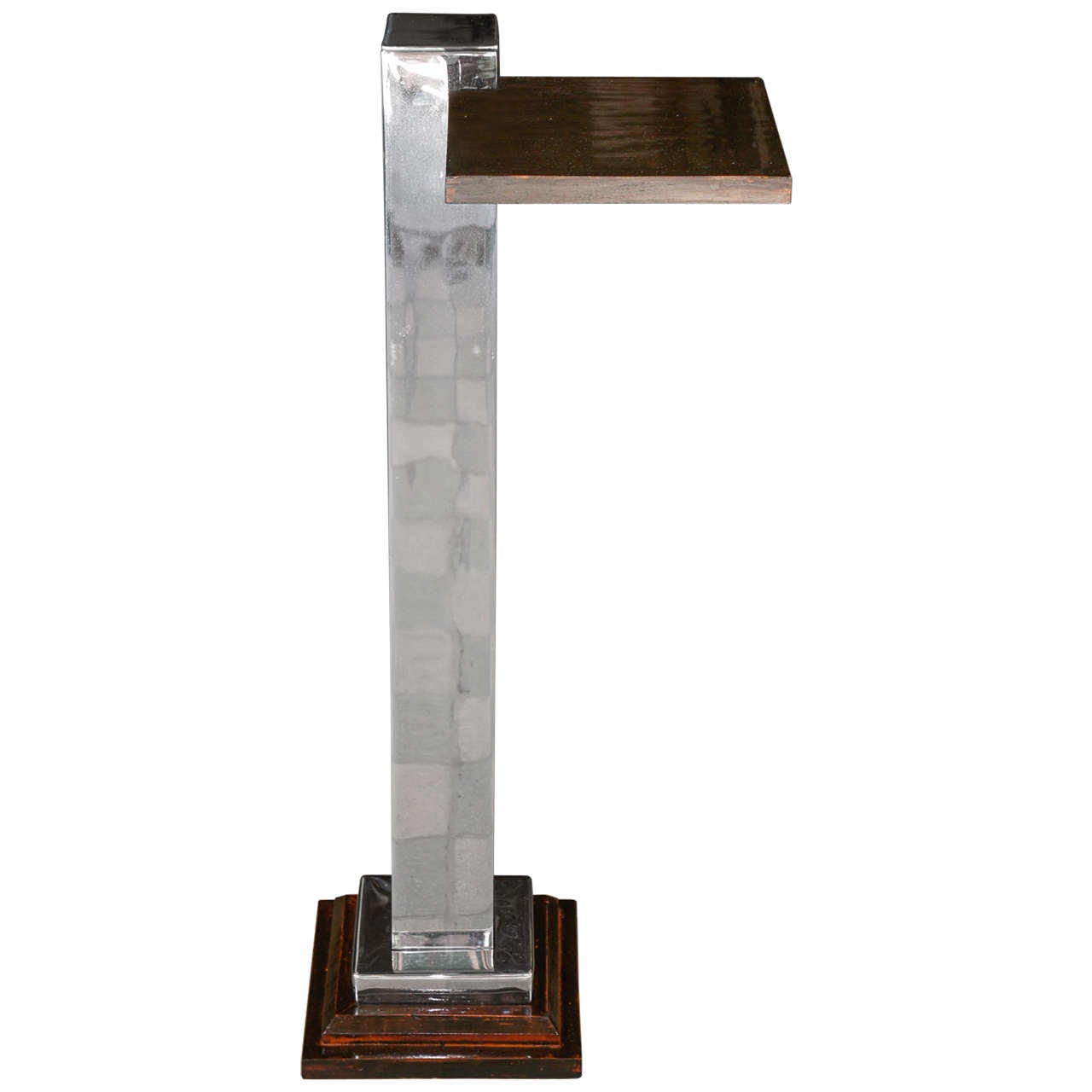 Chromed Steel & Faux Rosewood Candle Stand For Sale