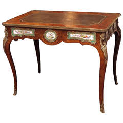 Antique French Kingwood "Escritoire" Writing Table with Sevres Plaques