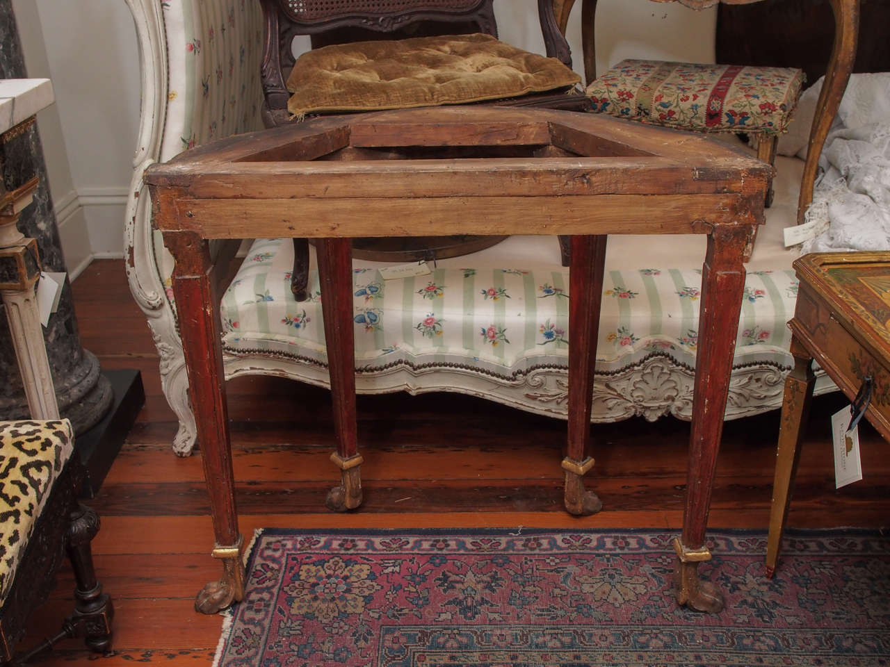 18th Century and Earlier Small Venetian Painted Console Table with Marble Top