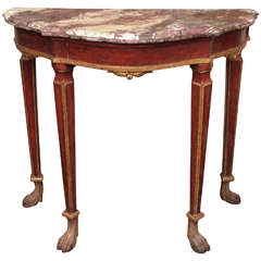 Small Venetian Painted Console Table with Marble Top 1