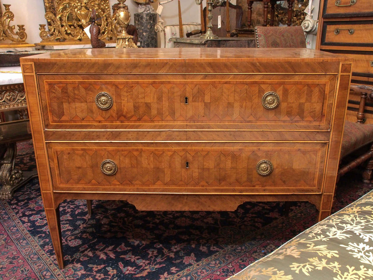 Italian Directoire Marquetry Commode with two drawers
