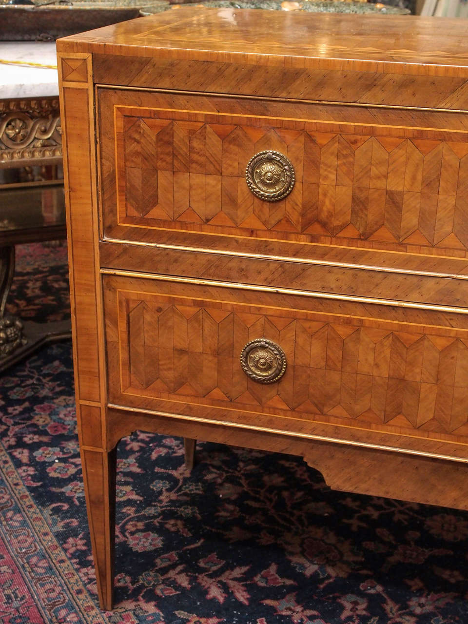 Italian Directoire Marquetry Commode In Good Condition In Natchez, MS