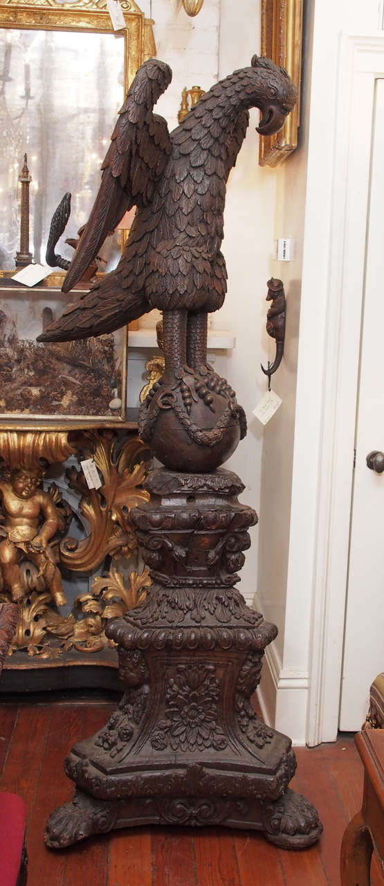 Walnut 17th Century German Carved Wood Lectern with Iron Book Supports