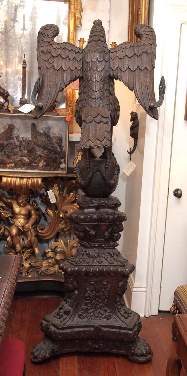 17th Century German Carved Wood Lectern with Iron Book Supports 3