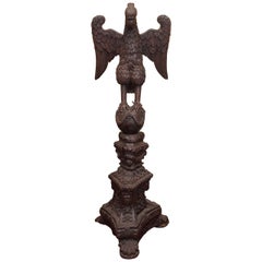 17th Century German Carved Wood Lectern with Iron Book Supports
