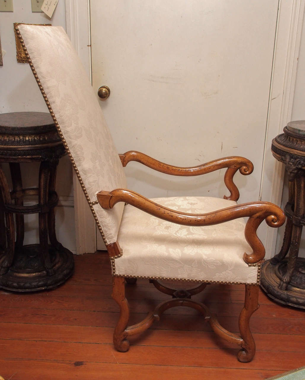 Pair of Early 18th Century Tall Back Armchairs of Fruitwood 2