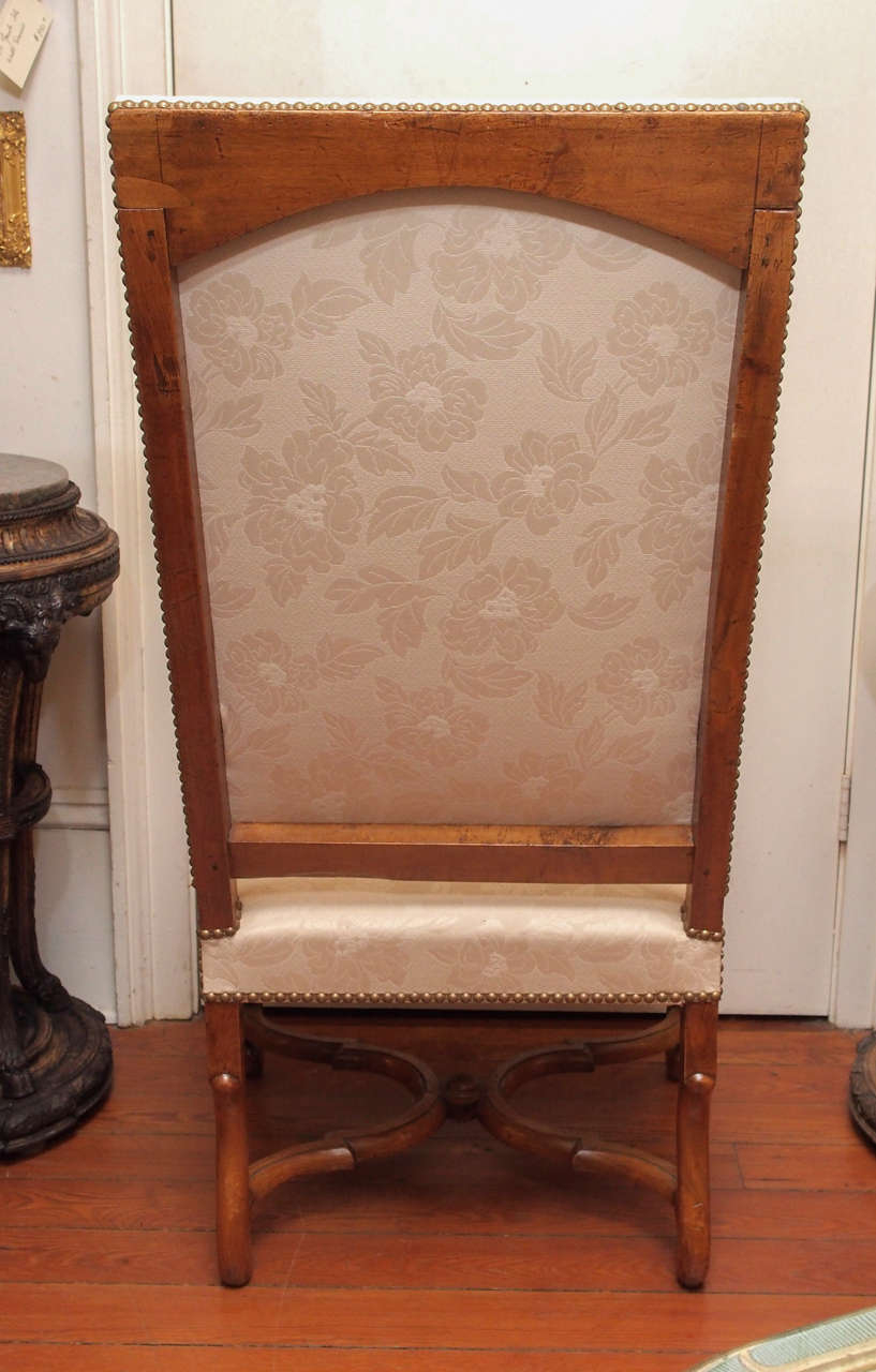 Pair of Early 18th Century Tall Back Armchairs of Fruitwood 3