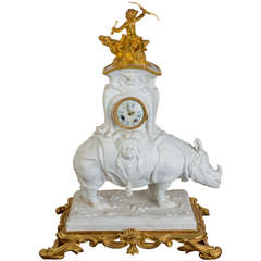 Very Unusual Clock Included in a Biscuit Rhinoceros