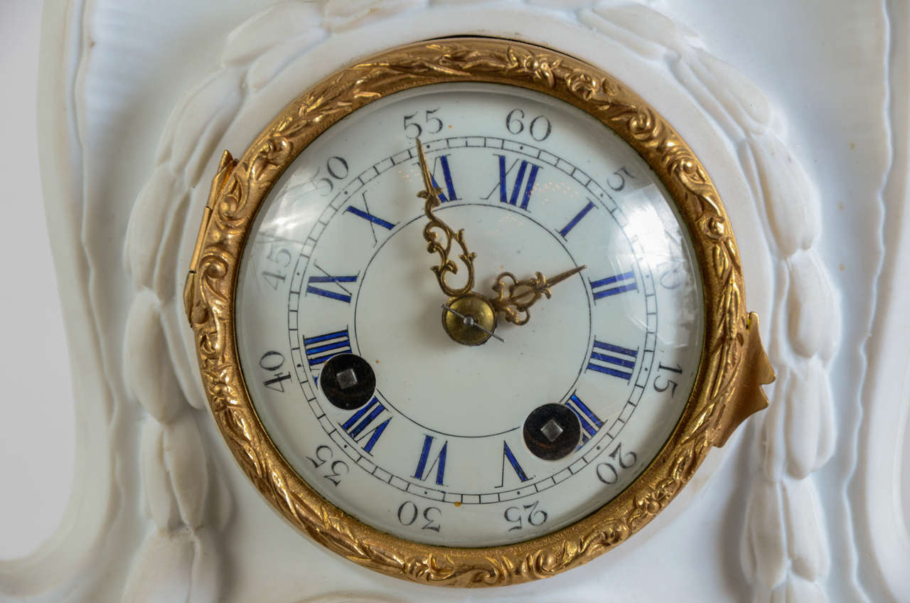 Napoleon III Very Unusual Clock Included in a Biscuit Rhinoceros