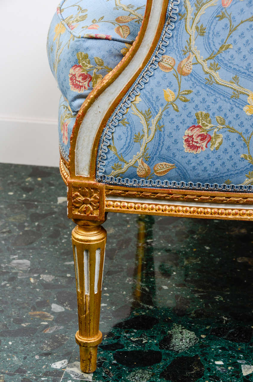 19th Century Pair of Gilded and Painted Wood Bergères For Sale