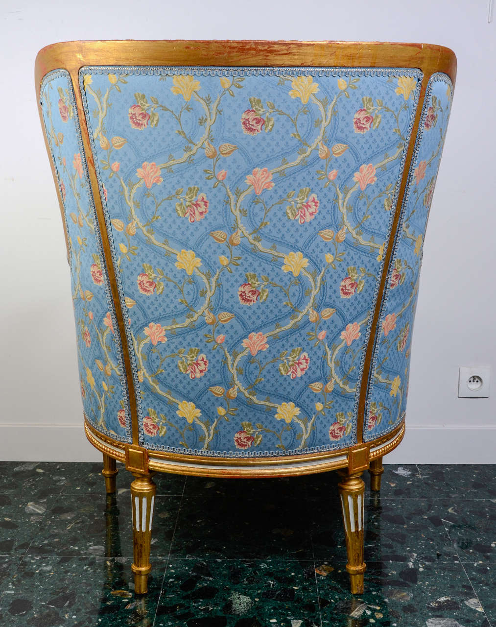 Pair of Gilded and Painted Wood Bergères For Sale 1