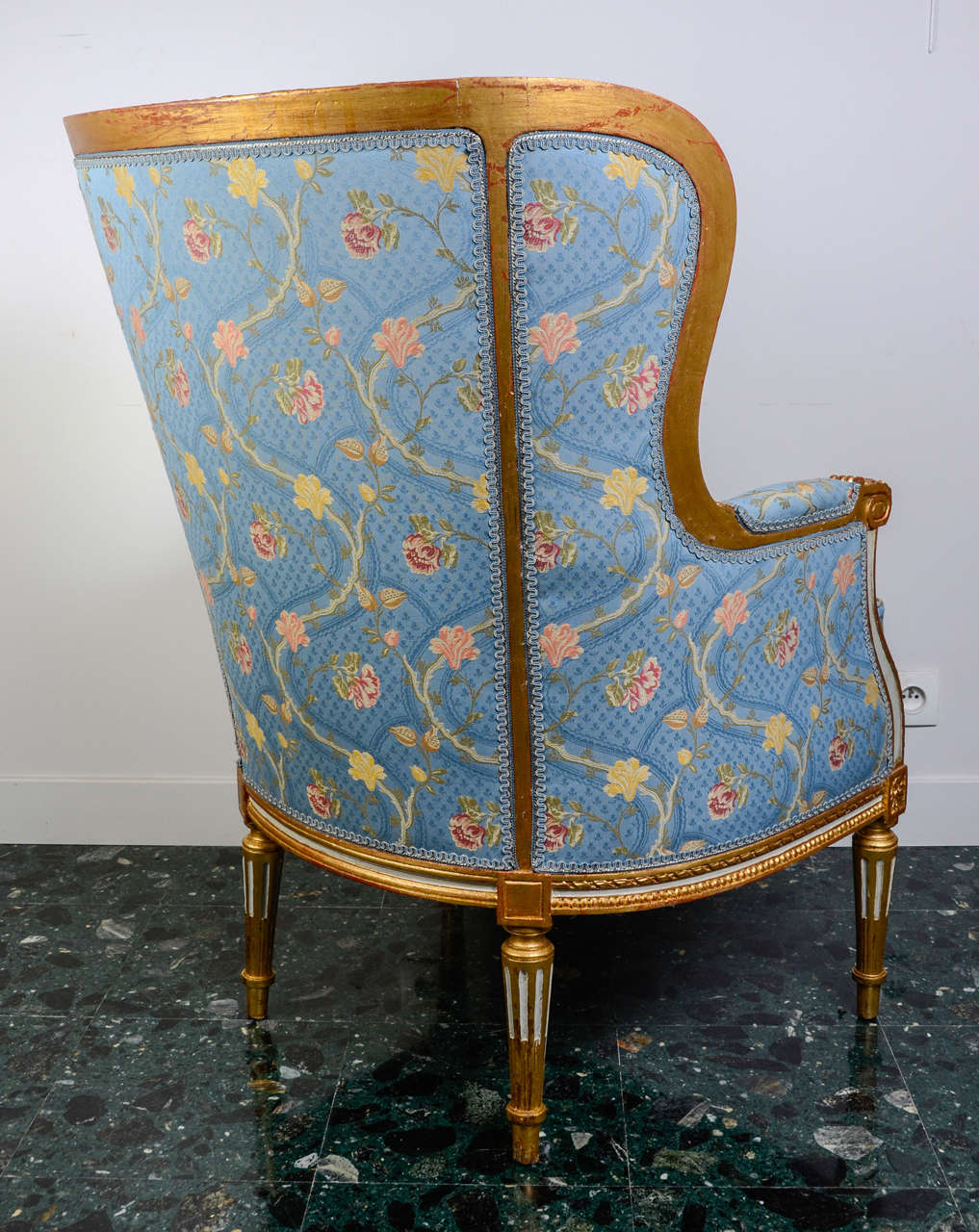 Pair of Gilded and Painted Wood Bergères For Sale 2