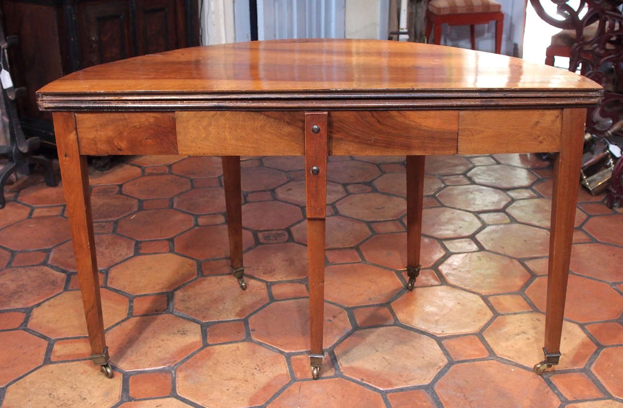 French Directoire Period Walnut Demilune Table 4