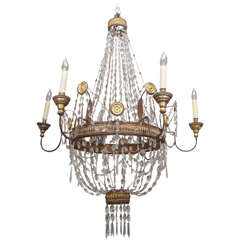 Bronze and Crystal Empire Chandelier