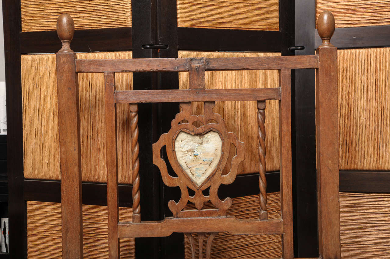 Wood Bench with Glass Heart Medallion 2