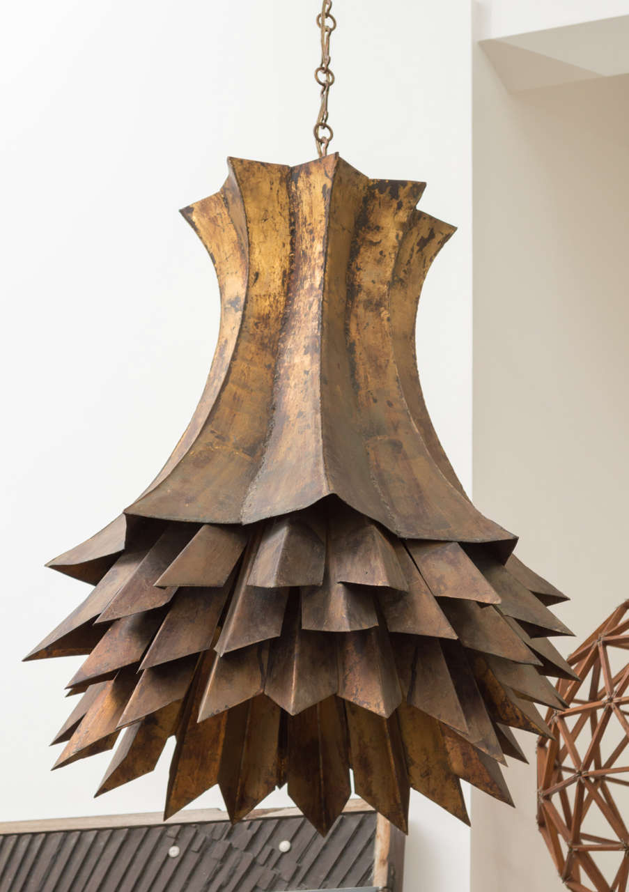 Morrison Custom Lighting of San Francisco gilt metal pendant.