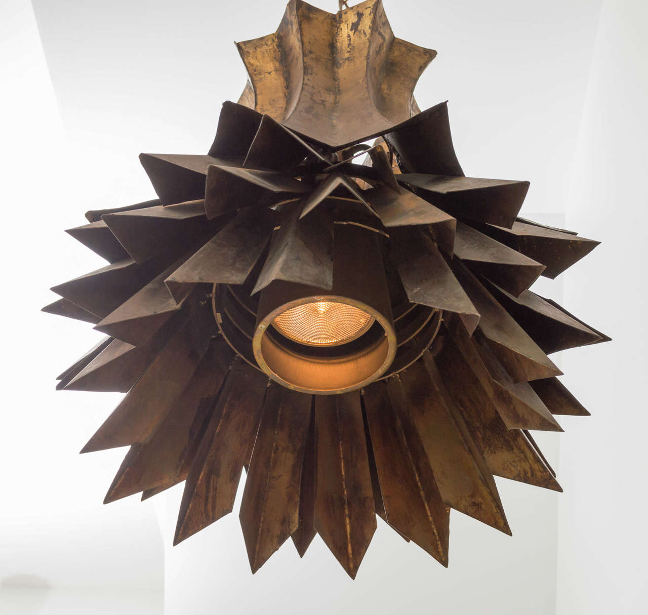 Brutalist Gilt Metal Pendant 3