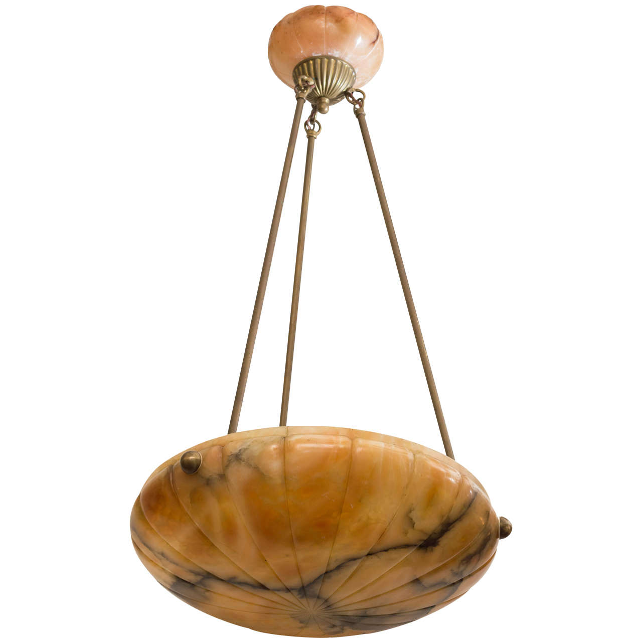 Alabaster Pendant or Bowl Chandelier with Art Deco Design