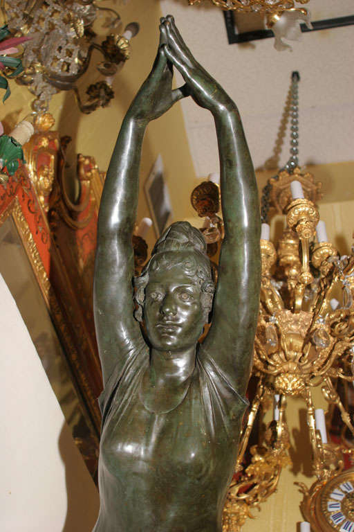 Oversized French Art Deco Bronze Sculpture of Diving Maiden 3