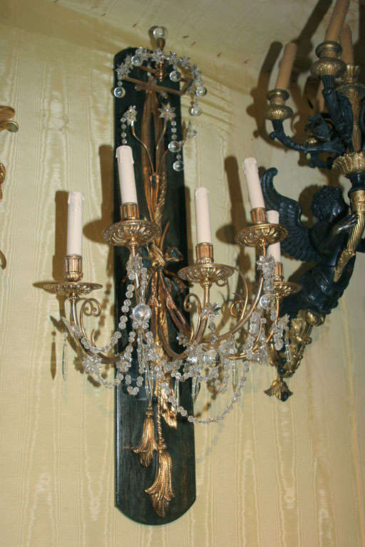 Gilt Bronze and Crystal Baltic Style Sconces