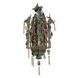 Antique Unprecedented Chinese Kingfisher Chandelier Lantern