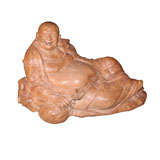 Massive Carved Wood Buddha, Possibly French