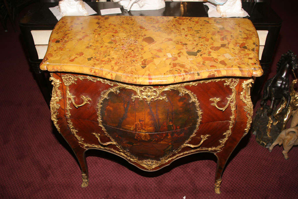 Louis XV Style Commode with Heart Framed Vernis Martin In Excellent Condition In New York, NY