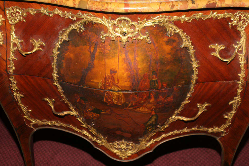 Louis XV Style Commode with Heart Framed Vernis Martin 1