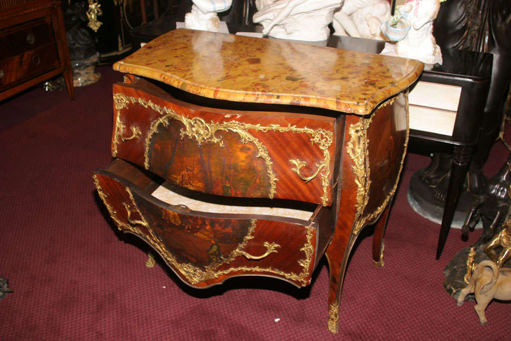 Louis XV Style Commode with Heart Framed Vernis Martin 2