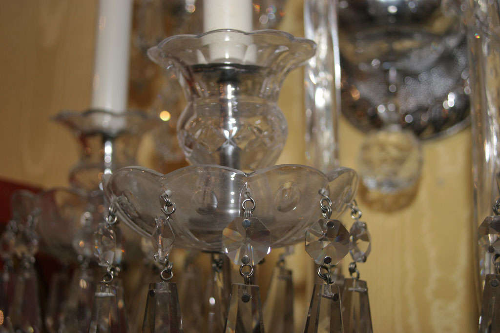 Pair of English Cut Glass Tier Style 6-Arm Sconces 2