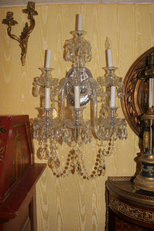 Pair of English Cut Glass Tier Style 6-Arm Sconces
Stock Number: L79