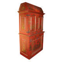 Chinoiserie Red and Gilt Painted Tall Bookcase 6