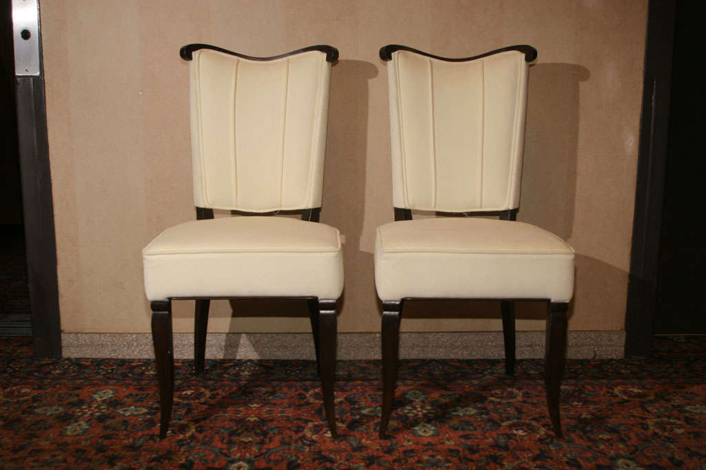 French Elegant Set of 6 Art Deco Dining Chairs