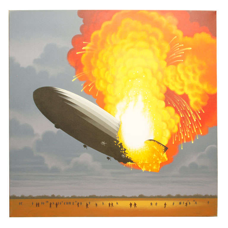 Hindenburg Disaster, Painting by Lynn Curlee For Sale