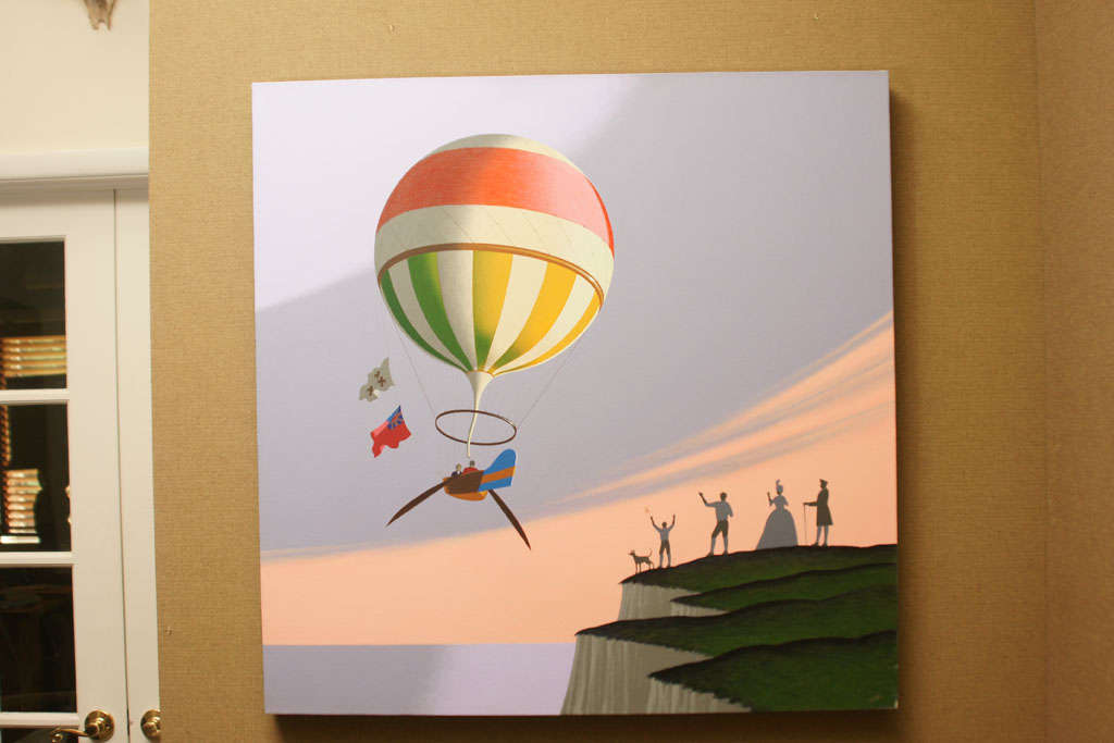 A painting of the first balloon to cross the English channel in 1785, used as an illustration in Ships of the Air by award winning children's author and illustrator Lynn Curlee. The book was published by Houghton-Mifflin in 1996.