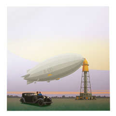Vintage BRITISH AIRSHIP R100, a painting by Lynn Curlee