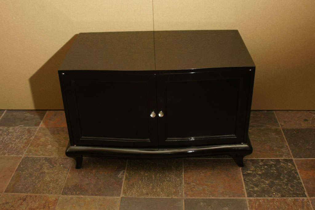 Elegant High Gloss Black Lacquered Cabinet