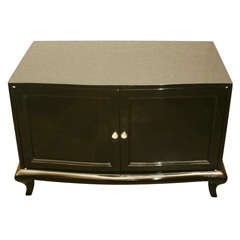 Vintage Elegant High Gloss Black Lacquered Cabinet