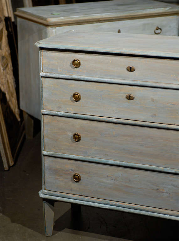 19th Century A Swedish Four-Drawer Painted Wood Chest of Gustavian Style.