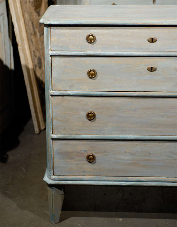 A Swedish Four-Drawer Painted Wood Chest of Gustavian Style. 6