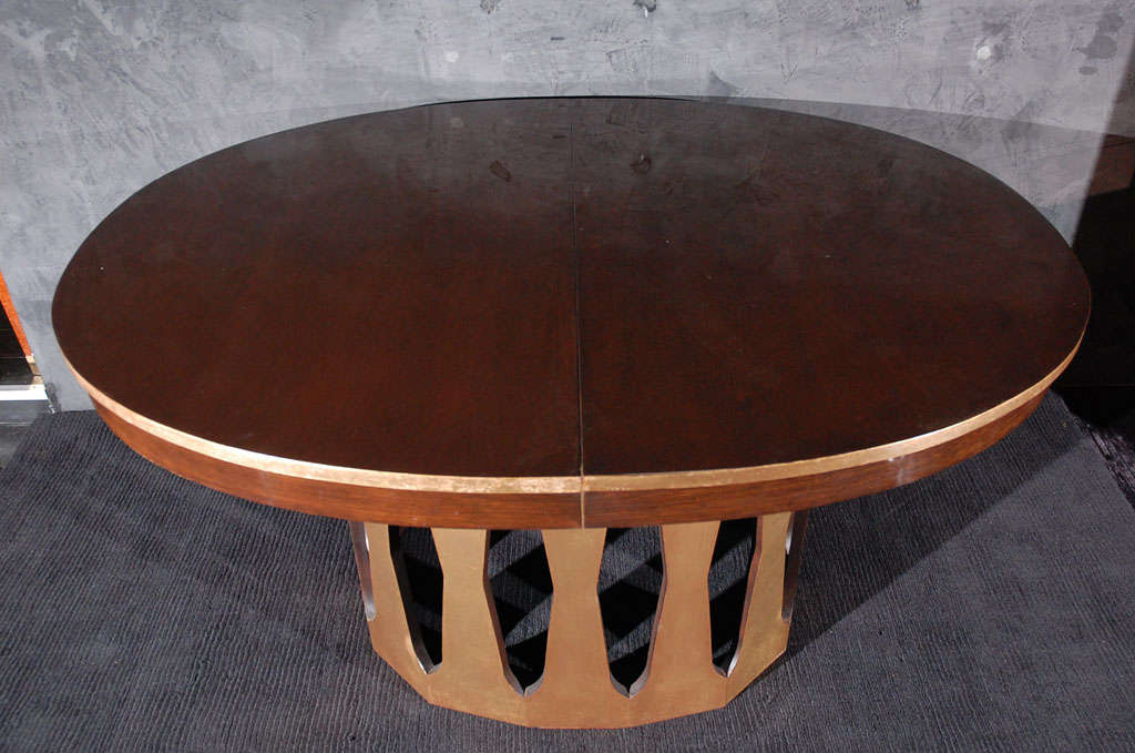 Mid-20th Century Rosewood and Gold Leaf Oval Dining Table by Harvey Probber