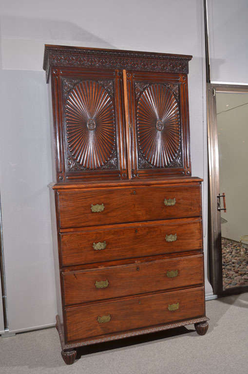Anglo-Indian Anglo Indian Rosewood Campaign Secretary Bookcase For Sale