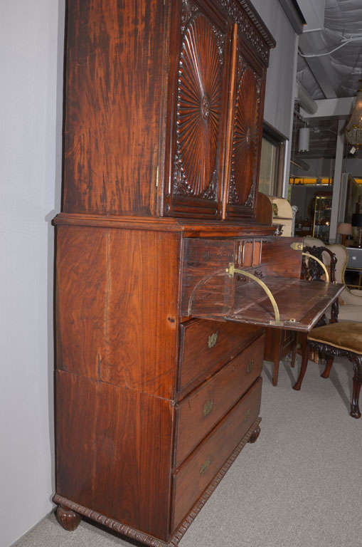 Anglo Indian Rosewood Campaign Secretary Bookcase For Sale 4