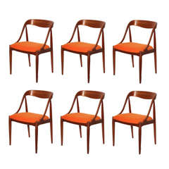 Set of 6 Teak Swoop Arm Dining Chairs