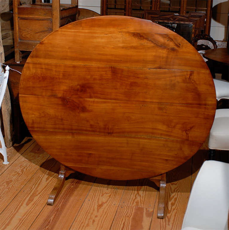 19th Century French Collapsible Oval Wine Tasting Table with Wedge Trestle Base
