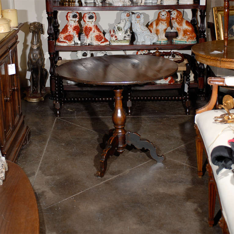 French pedestal table with nice patina and legs.