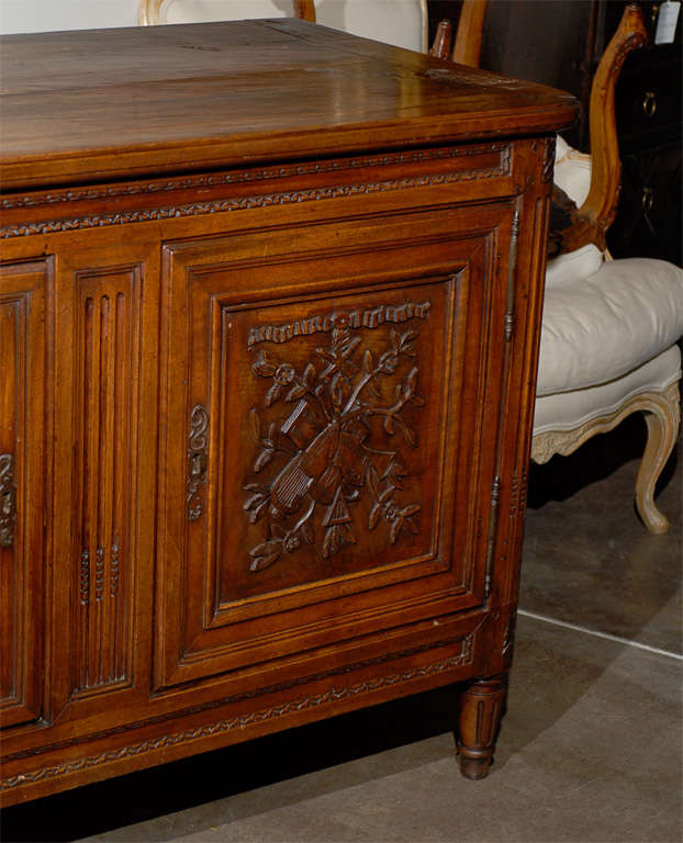 Wood French Buffet With Carved Music Motif